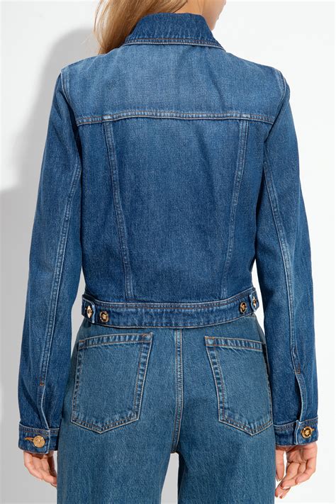 versace blue green jacket|Versace denim jacket women's.